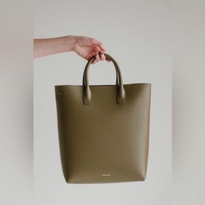 Mansur Gavriel Calf North South Convertible Tote Olive